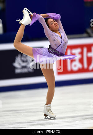 Peking, China. 7. November 2015. Mao Asada Japans führt während der Damen-Kür-Programm beim Audi Cup of China 2015 ISU Grand Prix Of Figure Skating in Peking, China, 7. November 2015. Bildnachweis: Guo Yong/Xinhua/Alamy Live-Nachrichten Stockfoto