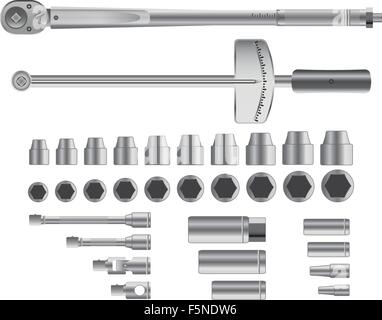 Drehmoment Schlüssel isolierten auf weißen Hintergrund Stock Vektor