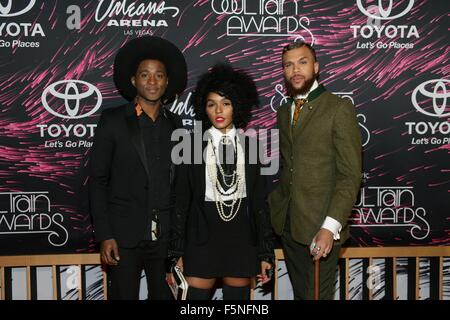 Las Vegas, NV, USA. 6. November 2015. Roman GianArthur, Janelle Monae, Jidenna im Ankunftsbereich Wette Soul Train Awards 2015 - Ankünfte 2, Orleans Arena in Las Vegas, NV 6. November 2015. Bildnachweis: James Atoa/Everett Collection/Alamy Live-Nachrichten Stockfoto