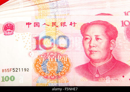 100 chinesische Yuan Hinweis Closeup Buchgeld Stockfoto