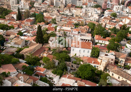 Athen ist mit fast 3 Millionen Einwohnern die Hauptstadt und größte Stadt Griechenlands. Die sehr alte Stadt boomt nach wie vor. Stockfoto