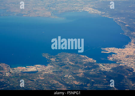 Aereial Blick auf Triste und Adritic Nordsee (Italien und Slowenien) Stockfoto