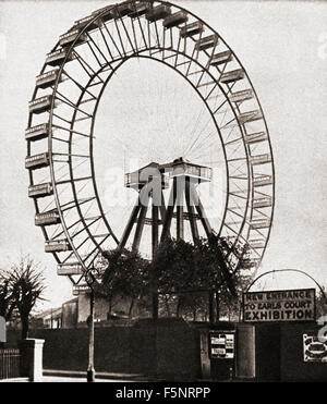 Die 94 m Great Wheel in Earls Court, London, England, 1900, für das Reich von Indien Ausstellung gebaut. Stockfoto