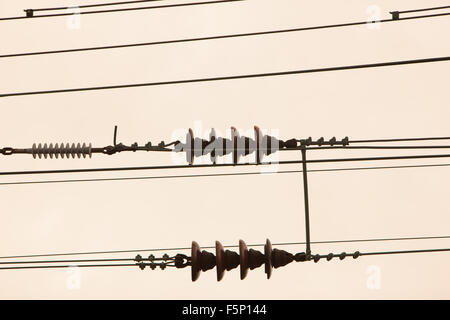 New Jersey Zug Stromleitungen. Stockfoto