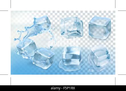 Eiswuerfel, Vektor, set mit Transparenz Stock Vektor