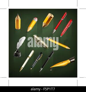 Kugelschreiber und Bleistifte, Set Vektor-icons Stock Vektor