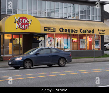 Geld Mart Scheck einlösen und Zahltag Darlehen Schaufenster Stockfoto