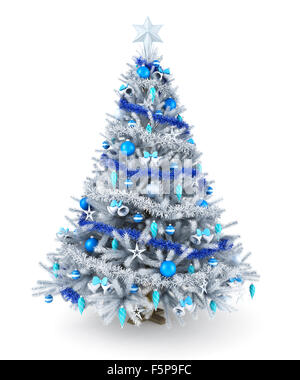 Silberne und blaue Weihnachtsbaum Stockfoto