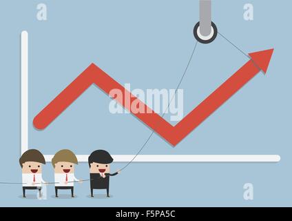 Geschäftsleute finden die Möglichkeit zur Steigerung der Unternehmensgewinne, Teamwork Konzept, Geschäftskonzept, Vektor, EPS10 Stock Vektor