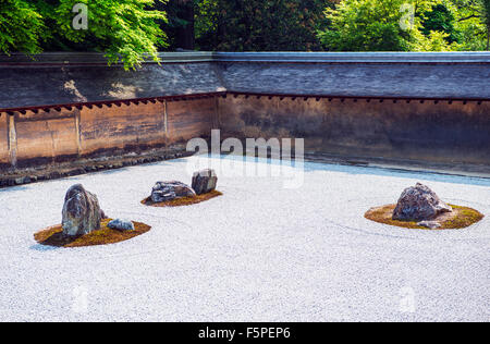 Rockgarden, Sekitei in Ryōan-Ji-Tempel in Kyoto Japan Stockfoto