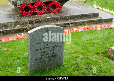 Godalming, Surrey, UK. 8. November 2015. Kränze gelegt während eines Gottesdienstes Gedenktag in Godalming in Surrey, UK. Bildnachweis: James Jagger/Alamy Live News Stockfoto