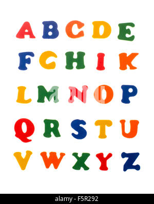 Bunte Buchstaben des englischen Alphabets. Isoliert auf weiss Stockfoto