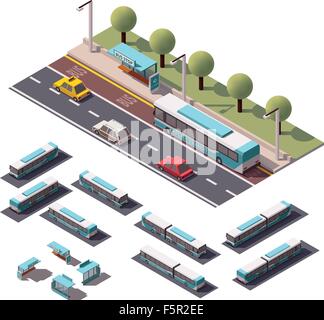 Vektor-isometrische Busse-set Stock Vektor