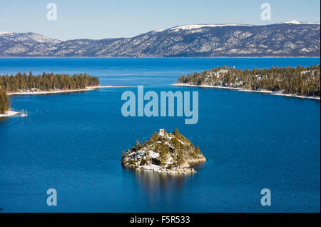 Emerald Bay im Winter, Lake Tahoe Stockfoto