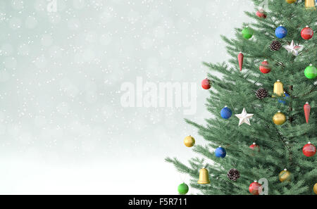 Neues Jahr Hintergrund mit Weihnachtsbaum, 3D-Rendering Stockfoto