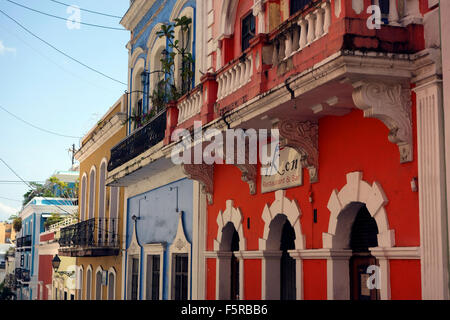 Bunte Gebäude in Old San Juan, Puerto Rico, Karibik Stockfoto