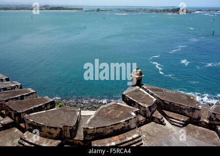 Mauer der Festung El Morro, San Juan, Puerto Rico, Karibik Stockfoto