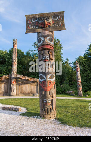 Totempfahl, Museum of Anthropology, Vancouver, Britisch-Kolumbien, Kanada Stockfoto