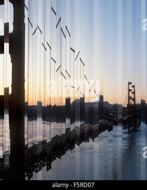 Golden Gate Bridge durch verzerrte Glas betrachtet Stockfoto