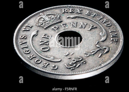1947-West-Afrika 1 Cent Münze in Studioumgebung Stockfoto