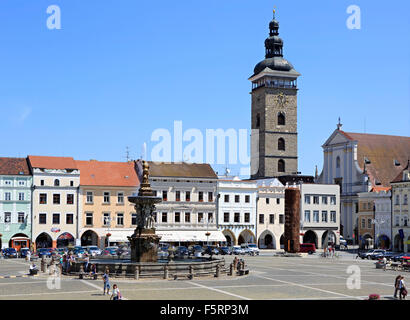 Platz im historischen Zentrum von Budweis. Stockfoto