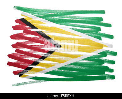 Abbildung der Flagge gemacht mit Stift - Guyana Stockfoto