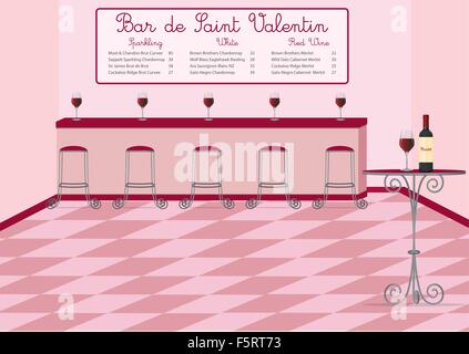 Französischen Stil Valentinstag Wein-bar im Vektor-format Stock Vektor