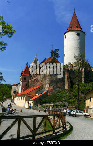 Burg Krivoklat ist eine monumentale mittelalterliche königliche Burg, Zentral-Böhmen, Tschechische Republik, Europa Stockfoto