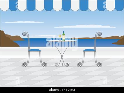 Ein Santorini Stil Klippe Spitzenrestaurant. Stock Vektor