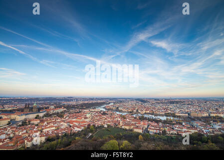 Blick vom Petrin Beobachtung, Prag, Tschechische Republik, Böhmen, EU, Europa. Stockfoto
