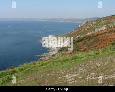 Blick in Richtung Cornwall entnommen Rame Head, Rame, Cornwall Stockfoto