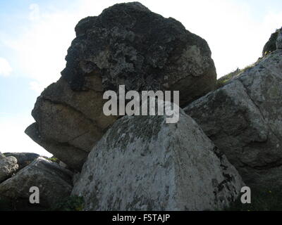 Felsen westlich von Lamorna Cove Stockfoto