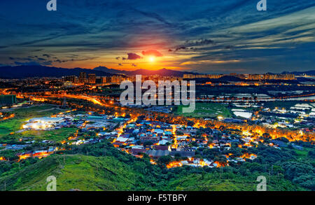 Stadtbild von Yuen Long, Hong Kong. Stockfoto