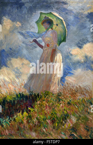 Essai de Figur En Plein-Air: Femme À l'ombrelle Tournée vers la gauche - Frau mit einem Sonnenschirm wandte sich an den linken 1886 Claude Monet 1840-1926 Frankreich Französisch Stockfoto