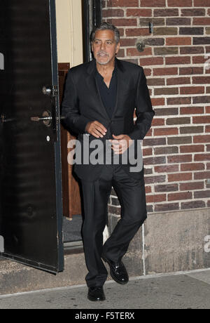 Stephen Colbert Bänder erste Late Night Show mit: George Clooney Where: New York, New York, Vereinigte Staaten von Amerika als: 09 Sep 2015 Stockfoto