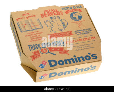 Dominos Pizza in einer Box Stockfoto