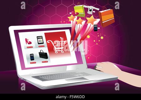 Eine Vektor-Illustration des Begriffs des Online-Shoppings Stock Vektor