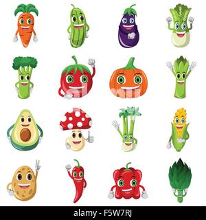 Eine Vektor-Illustration von niedlichen pflanzlichen Charakter icons Stock Vektor