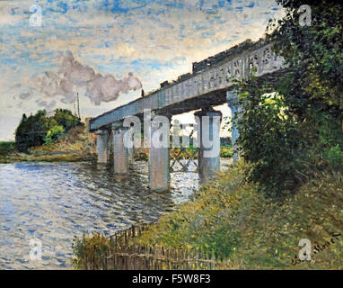 Le Pont du Chemin De Fer À Argenteuil - die Brücke der Eisenbahn in Argenteuil, 1873 Claude Monet 1840-1926 Frankreich Französisch Stockfoto