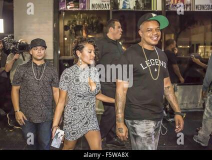 Curtis Young, Sohn von Dr. Dre, und seine Frau Vanessa nach die live bei Cosmo mit Hollywood: Curtis Young, Vanessa jung wo: Los Angeles, California, Vereinigte Staaten von Amerika als: 10 Sep 2015 Stockfoto