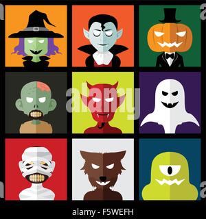 Eine Vektor-Illustration von Halloween Monster-icons Stock Vektor