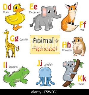 Eine Vektor-Illustration von Alphabet Tiere von D bis K Stock Vektor