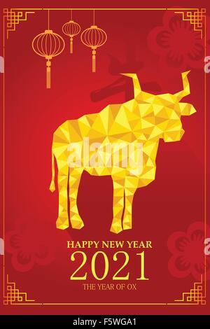 Eine Vektor-Illustration von Ochsen Entwurfsjahr zum chinesischen Neujahr feiern Stock Vektor