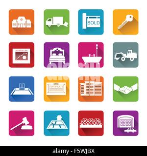Eine Vektor-Illustration von Immobilien-Icon-sets Stock Vektor