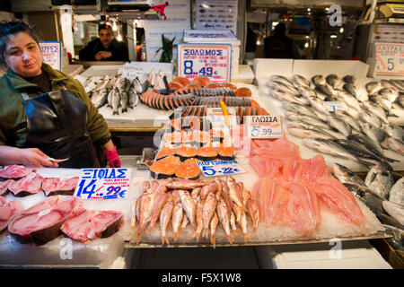 Die lebendige Zentralmarkt in Athen, Griechenland. Stockfoto