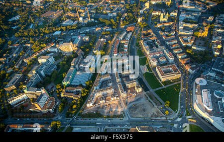 Grünes Zentrum Essen, Universitätsviertel, Essen, Ruhrgebiet, Nordrhein-Westfalen, Deutschland, Europa, Luftaufnahme, Vögel-Augen-Blick Stockfoto