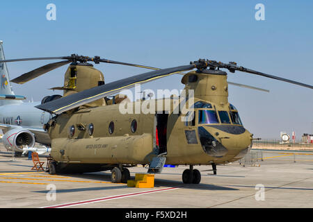 CH-47 Chinook in Dubai Air Show 2015 in Dubai, Vereinigte Arabische Emirate Stockfoto