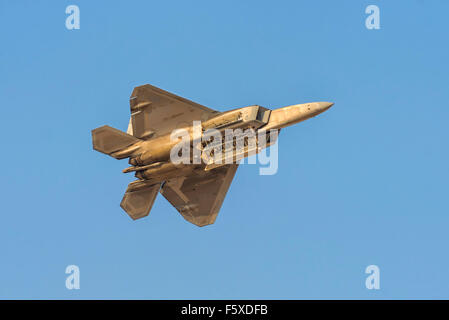 F-22 Raptor auf Dubai Airshow 2015 in Dubai, Vereinigte Arabische Emirate Stockfoto