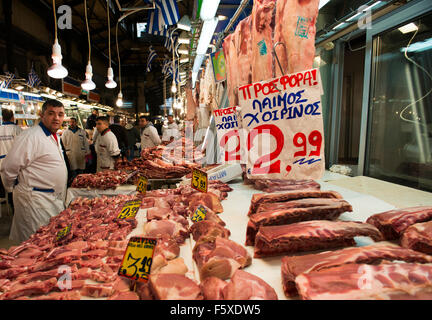 Die lebendige Zentralmarkt in Athen, Griechenland. Stockfoto