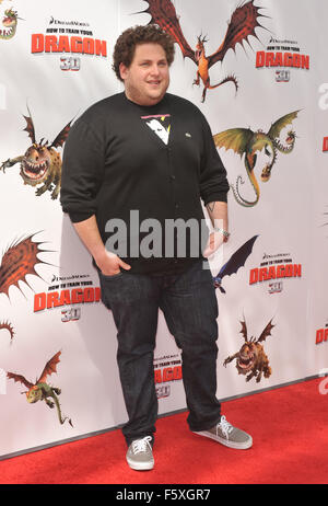 LOS ANGELES, CA - 21. März 2010: Jonah Hill an der Los Angeles premiere von Dreamworks Animation "wie zu Train Your Dragon" Gibson Amphitheatre, Universal Studios, Hollywood. Stockfoto